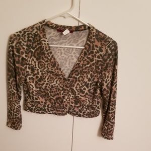 Cropped leopard cardigan